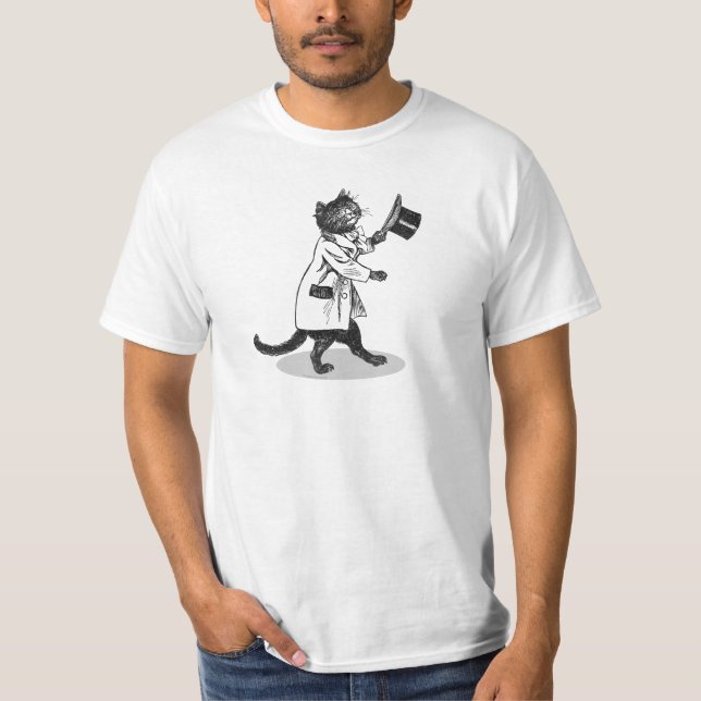Cool Top Hat Cat Vintage Art T-shirt (Front)