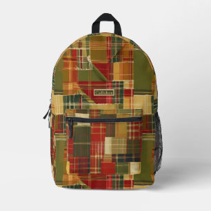 Cool Torn Autumn Plaid Printed Backpack