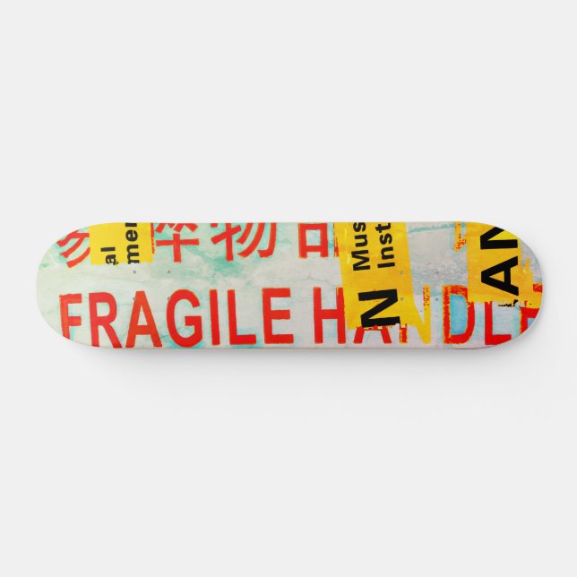 COOL Torn FRAGILE Marking w Chinese Characters Skateboard (Horz)