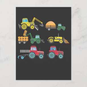 Cool Tractors and Harvesters Collection Farmer Postcard