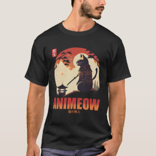 Cool Traditional Japan Style with Samurai Cat T-Shirt