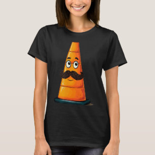 Cool Traffic Cone with Brown Moustache Beard T-Shirt