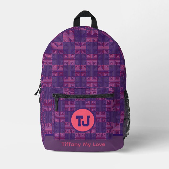 Cool Travel Monogrammed Patterned Backpack (Front)