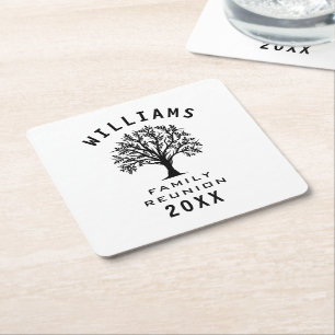 Cool Tree Family Reunion Summer Vacation Road Trip Square Paper Coaster