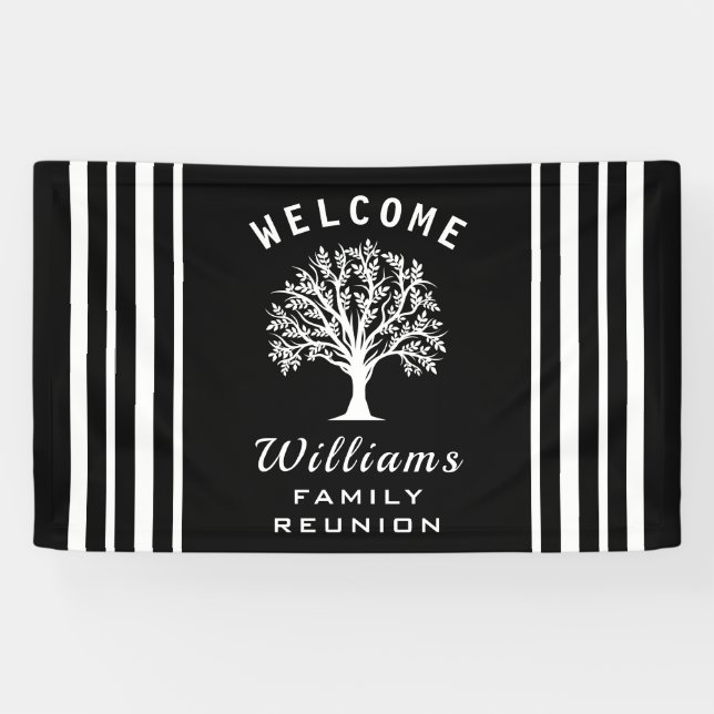Cool Tree Road Trip Summer Vacation Family Reunion Banner (Horizontal)