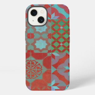 Cool, trendy Aegean tiles in red and blue iPhone 13 Case