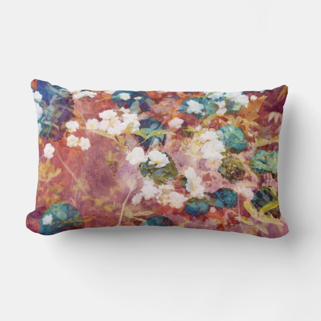 Cool, trendy art of romantic flower pattern lumbar cushion (Front)