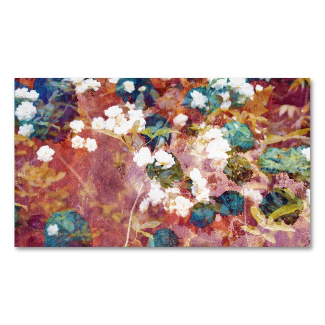 Cool, trendy art of romantic flower pattern magnetic business card (Front)