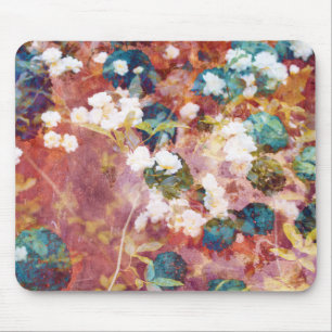 Cool, trendy art of romantic flower pattern mouse pad