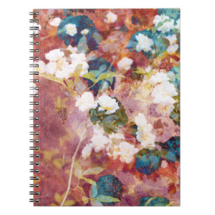 Cool, trendy art of romantic flower pattern notebook