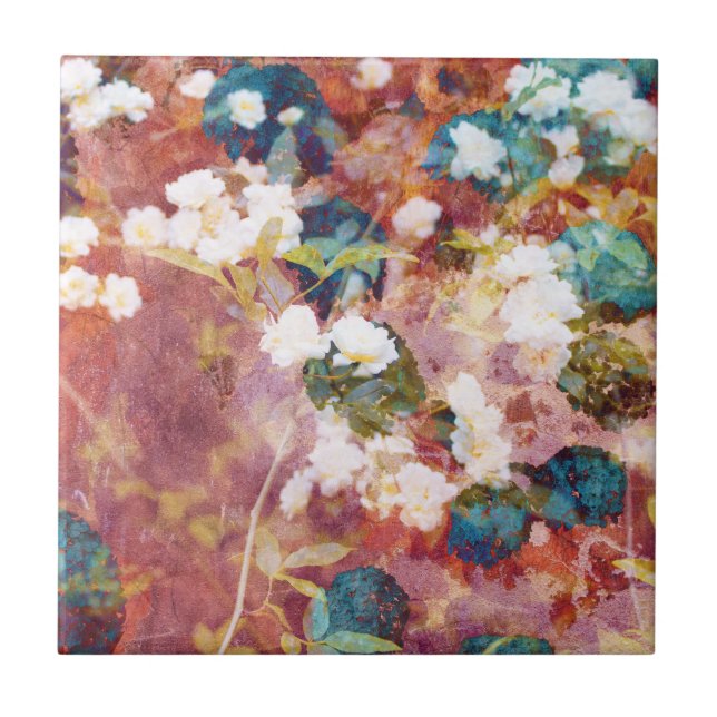Cool, trendy art of romantic flower pattern tile (Front)