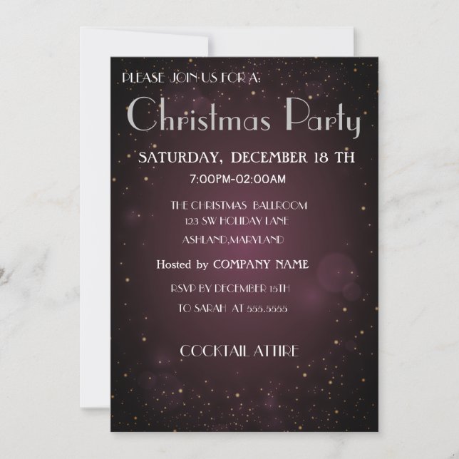 Cool, Trendy, Beautiful, Purple Christmas Invitati Invitation (Front)