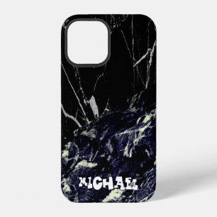 Cool Trendy Black Blue Marble Case-Mate iPhone Ca 12 Case