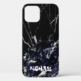 Cool Trendy Black Blue Marble  Case-Mate iPhone Ca 12 Case