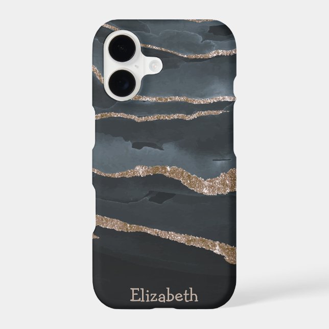 Cool Trendy Black Gold Marble Texture (Back)