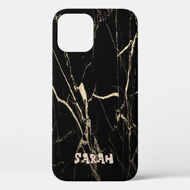 Cool Trendy Black Marble Case-Mate iPhone Case (Back)