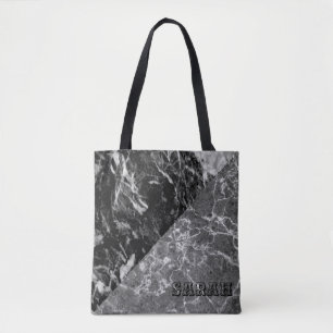 Cool Trendy Black Marble Tote Bag