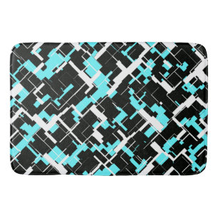 Cool Trendy Black White Blue Pattern Bath Mat
