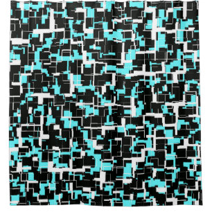 Cool Trendy Black White Blue Pattern Shower Curtain