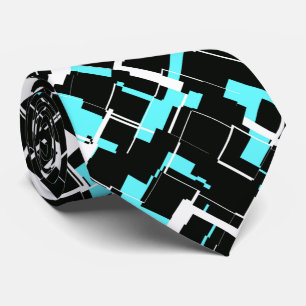 Cool Trendy Black White Blue Pattern Tie