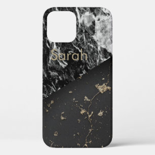 Cool Trendy Black White Marble iPhone 12 Case