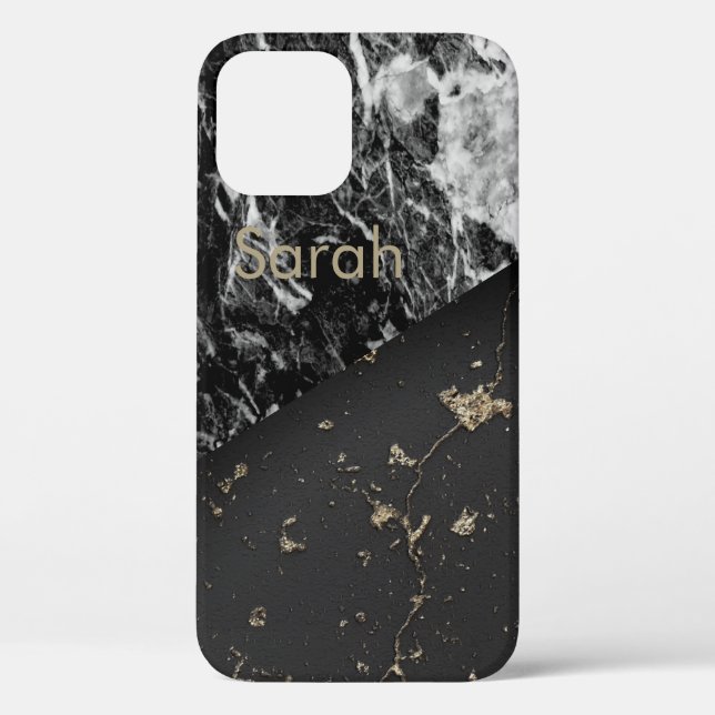 Cool Trendy Black White Marble Case-Mate iPhone Case (Back)