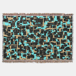 Cool Trendy Black Yellow Blue Pattern Throw Blanket