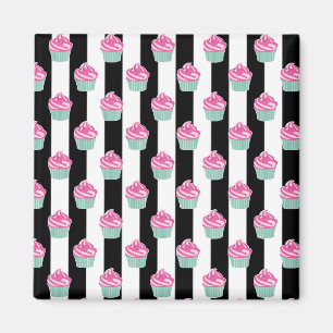Cool Trendy Bleck and Withe, Cup Cakes Magnet