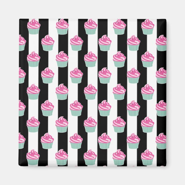 Cool Trendy Bleck and Withe, Cup Cakes Magnet (Front)