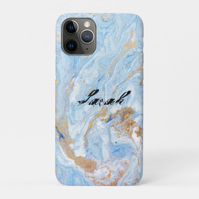 Cool Trendy Blue Marble  Case-Mate iPhone Case (Back)