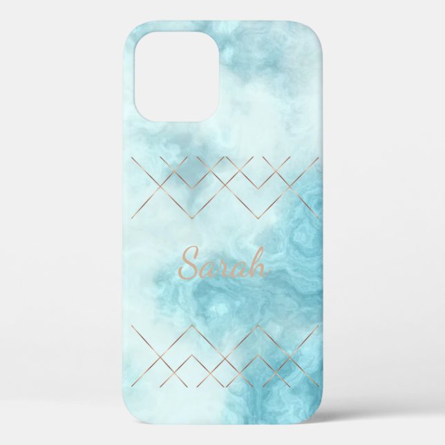 Cool Trendy Blue Marble Case-Mate iPhone Case (Back)