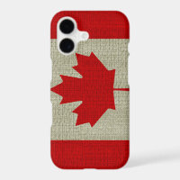 Cool trendy Canada flag burlap texture