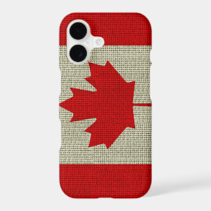 Cool trendy Canada flag burlap texture