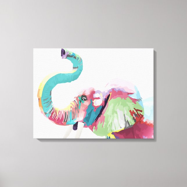 Cool Trendy Colourful Elephant  Canvas Print (Front)