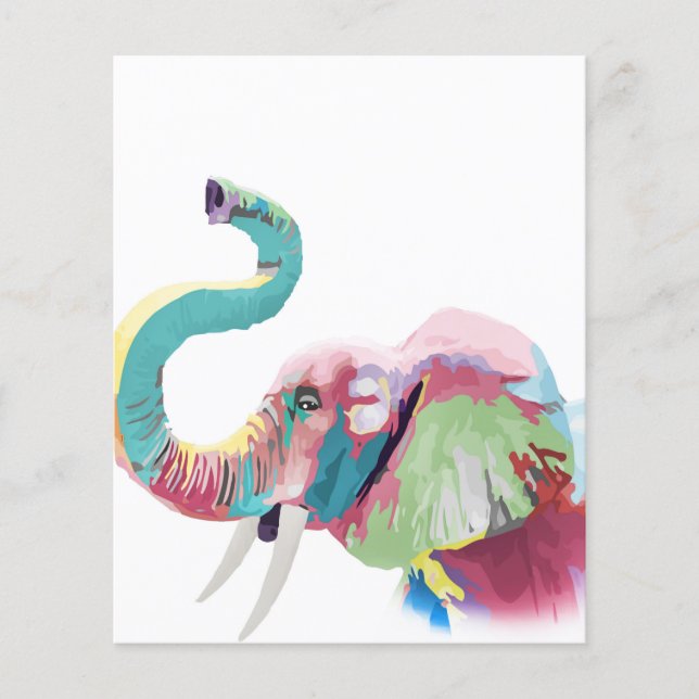 Cool Trendy Colourful Elephant  Flyer (Front)