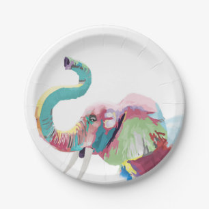 Cool Trendy Colourful Elephant  Paper Plate