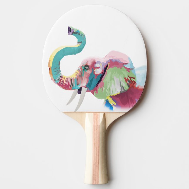 Cool Trendy Colourful Elephant  Ping Pong Paddle (Front)