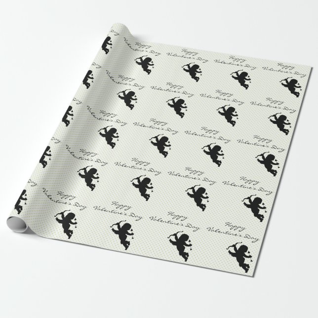 Cool Trendy Cupid Valentine"s day Wrapping Paper (Unrolled)