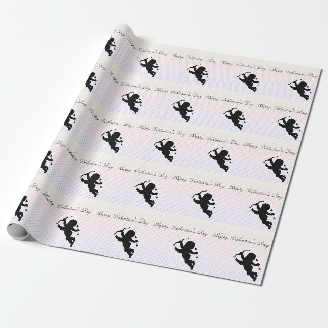 Cool Trendy Cupid Valentine"s day Wrapping Paper (Unrolled)