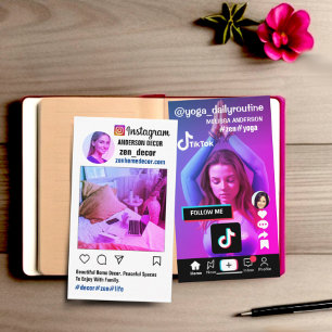 cool trendy double-sided insta tiktok layout business card