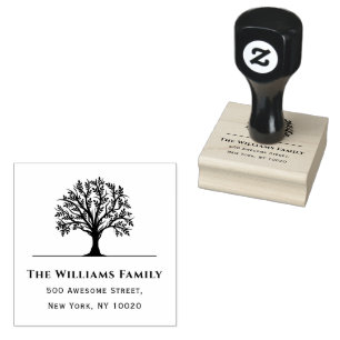 Cool Trendy Family Name Tree Text Return Address Rubber Stamp