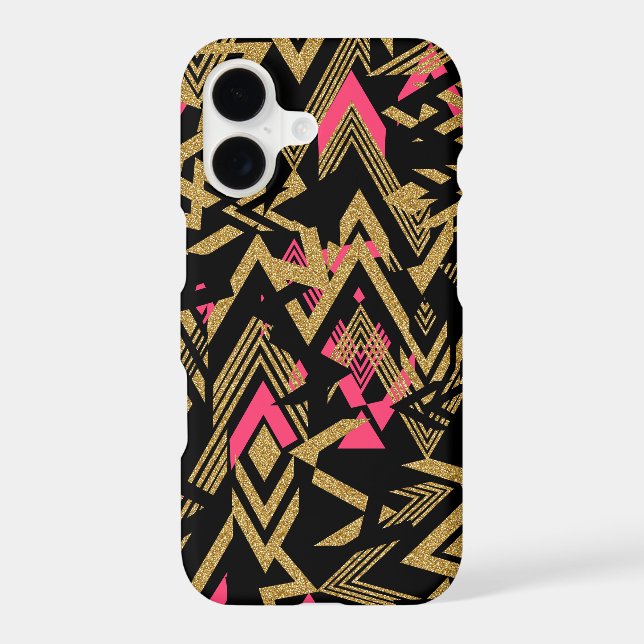Cool trendy faux gold glitter geometric pattern (Back)