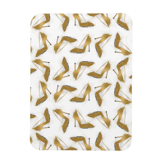 Cool trendy faux gold glitter high heel shoes magnet (Vertical)