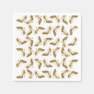 Cool trendy faux gold glitter high heel shoes napkin