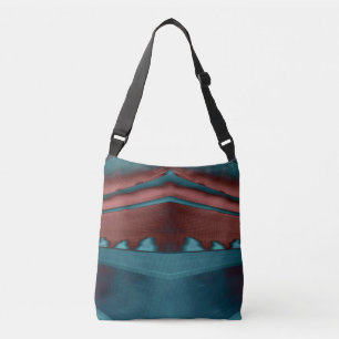 Cool, trendy futuristic artwork in red and blue crossbody bag