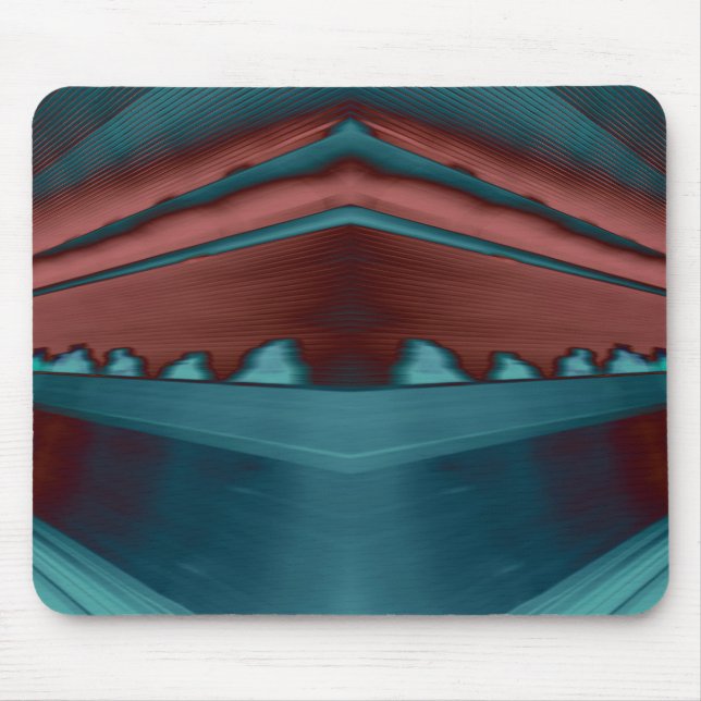 Cool, trendy futuristic artwork in red and blue mouse pad (Front)