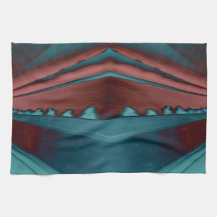 Cool, trendy futuristic artwork in red and blue tea towel