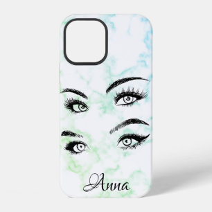 Cool Trendy Green Marble, Eyes  iPhone 12 Case