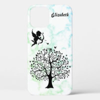 Cool Trendy Green Marble, Tree Case-Mate iPhone Ca