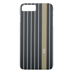 Cool trendy masculine black grey stripes monogram Case-Mate iPhone case